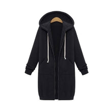 Load image into Gallery viewer, Wipalo 2019 Autumn Winter Casual Women Long Hoodies Sweatshirt Coat Zip Up Outerwear Hooded Jacket Plus Size Outwear Tops