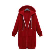 Load image into Gallery viewer, Wipalo 2019 Autumn Winter Casual Women Long Hoodies Sweatshirt Coat Zip Up Outerwear Hooded Jacket Plus Size Outwear Tops