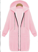 Load image into Gallery viewer, Wipalo 2019 Autumn Winter Casual Women Long Hoodies Sweatshirt Coat Zip Up Outerwear Hooded Jacket Plus Size Outwear Tops