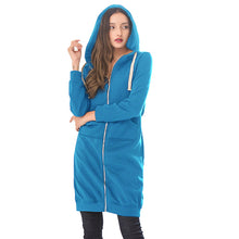Load image into Gallery viewer, Wipalo 2019 Autumn Winter Casual Women Long Hoodies Sweatshirt Coat Zip Up Outerwear Hooded Jacket Plus Size Outwear Tops