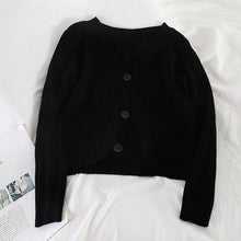 Load image into Gallery viewer, Short Cardigan Women V-Neck Knitted Sweater Coat Long Sleeve Tops Single Breasted with Three Buttons Casual Cardigans