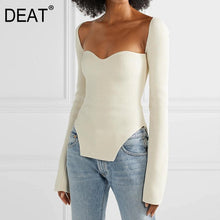 Load image into Gallery viewer, DEAT 2020 new spring and summer fashion women clothes cashmere sqaure collar full sleeves elasitc high waist sexy pullover WK080