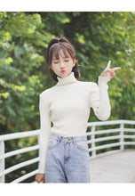 Load image into Gallery viewer, GUMPRUN Winter Women Knitted Turtleneck Sweater 2019 Fall Casual Slim Sweaters Pullover Womens Long Sleeve Elasticity Sweater