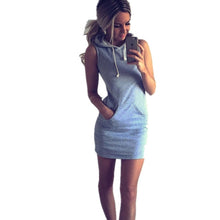 Load image into Gallery viewer, 2020 Summer Package Hips Slim Hooded Sweatshirt Dress O-Neck Sexy Elegant Women Party Dresses Fashion Bodycon Short Dress Female