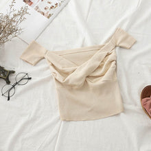 Load image into Gallery viewer, Heliar 2020 Summer Tied Knitting Sweater Women Sexy Solid Pleated Crop Sweater Small Size Highstreet Tees Sweaters For Women