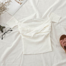 Load image into Gallery viewer, Heliar 2020 Summer Tied Knitting Sweater Women Sexy Solid Pleated Crop Sweater Small Size Highstreet Tees Sweaters For Women