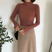 Load image into Gallery viewer, Neploe 2020 Fall Winter Ruffles Sweater Turtleneck Ruched Women Sweaters High Elastic Solid Female Slim Sexy Knitted Pullovers