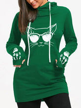Load image into Gallery viewer, Wipalo Cartoon Cat Print Drawstring Tunic Long Hoodies Long Sleeve Feminino Harajuku Spring Female Casual Hoodies Sweatshirts