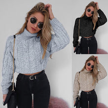 Load image into Gallery viewer, Twist Turtlenecks Sweaters For Women Fashion Slim Cropped Jumpers Knitwear Autumn Fashion Solid Pullover Female Basic