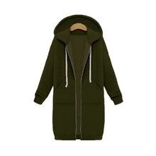Load image into Gallery viewer, Wipalo 2019 Autumn Winter Casual Women Long Hoodies Sweatshirt Coat Zip Up Outerwear Hooded Jacket Plus Size Outwear Tops
