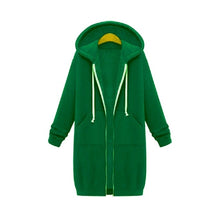 Load image into Gallery viewer, Wipalo 2019 Autumn Winter Casual Women Long Hoodies Sweatshirt Coat Zip Up Outerwear Hooded Jacket Plus Size Outwear Tops
