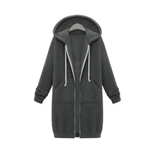 Load image into Gallery viewer, Wipalo 2019 Autumn Winter Casual Women Long Hoodies Sweatshirt Coat Zip Up Outerwear Hooded Jacket Plus Size Outwear Tops
