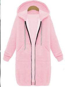 Wipalo 2019 Autumn Winter Casual Women Long Hoodies Sweatshirt Coat Zip Up Outerwear Hooded Jacket Plus Size Outwear Tops