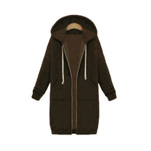 Load image into Gallery viewer, Wipalo 2019 Autumn Winter Casual Women Long Hoodies Sweatshirt Coat Zip Up Outerwear Hooded Jacket Plus Size Outwear Tops
