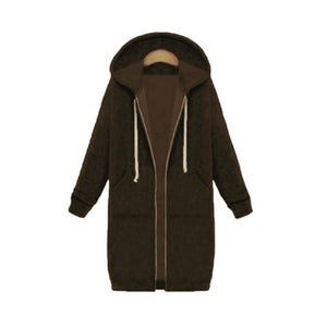 Wipalo 2019 Autumn Winter Casual Women Long Hoodies Sweatshirt Coat Zip Up Outerwear Hooded Jacket Plus Size Outwear Tops