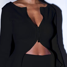 Load image into Gallery viewer, NewAsia White Sweater Women Sexy Double Zipper Cardigan Celebrity Wear Long Sleeve Split Cuff Short Knitted Tops Winter Clothes
