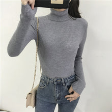 Load image into Gallery viewer, 2019 Autumn Winter Thick Sweater Women Knitted Ribbed Pullover Sweater Long Sleeve Turtleneck Slim Jumper Soft Warm Pull Femme
