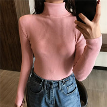 Load image into Gallery viewer, 2019 Autumn Winter Thick Sweater Women Knitted Ribbed Pullover Sweater Long Sleeve Turtleneck Slim Jumper Soft Warm Pull Femme
