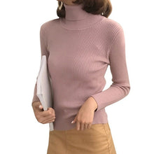 Load image into Gallery viewer, Autumn Fall Women Sweater Slim Soft Long Sleeve High Neck Knit Pullover Sexy Slim Stretch Turtleneck Sweaters
