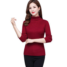 Load image into Gallery viewer, Autumn Fall Women Sweater Slim Soft Long Sleeve High Neck Knit Pullover Sexy Slim Stretch Turtleneck Sweaters
