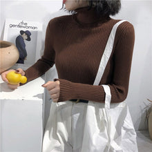 Load image into Gallery viewer, 2019 Autumn Winter Thick Sweater Women Knitted Ribbed Pullover Sweater Long Sleeve Turtleneck Slim Jumper Soft Warm Pull Femme
