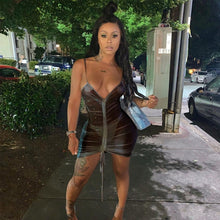 Load image into Gallery viewer, ANJAMANOR See Through Mesh Hot and Sexy White Bodycon Dress Club Wear Neon Drawstring Ruched Backless Mini Dresses D70-H23
