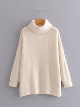 Load image into Gallery viewer, 2019 Winter Candy Color Oversized Turtleneck Sweater Hot pink Mustard Color Loose Knitted Jersey
