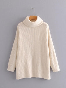 2019 Winter Candy Color Oversized Turtleneck Sweater Hot pink Mustard Color Loose Knitted Jersey