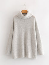 Load image into Gallery viewer, 2019 Winter Candy Color Oversized Turtleneck Sweater Hot pink Mustard Color Loose Knitted Jersey
