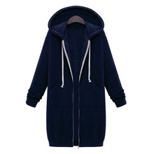 Load image into Gallery viewer, Wipalo 2019 Autumn Winter Casual Women Long Hoodies Sweatshirt Coat Zip Up Outerwear Hooded Jacket Plus Size Outwear Tops
