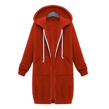 Load image into Gallery viewer, Wipalo 2019 Autumn Winter Casual Women Long Hoodies Sweatshirt Coat Zip Up Outerwear Hooded Jacket Plus Size Outwear Tops
