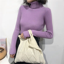 Load image into Gallery viewer, 2019 Autumn Winter Thick Sweater Women Knitted Ribbed Pullover Sweater Long Sleeve Turtleneck Slim Jumper Soft Warm Pull Femme

