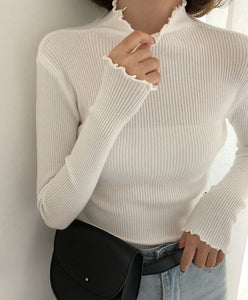 2019 Fall Winter Fashion Slim Sweater Women Turtleneck Ruched Women Sweater High Elastic Solid Sexy Knitted Pullovers 6785 50