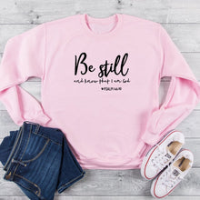 Load image into Gallery viewer, Sweatshirt Aesthetic Christain Pullovers Woman Hoodies Be Still and Know That I Am God Sweatshirts Girl Faith Jesus
