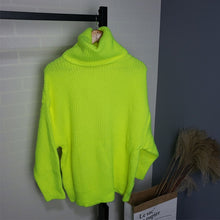 Load image into Gallery viewer, 2019 Winter Candy Color Oversized Turtleneck Sweater Hot pink Mustard Color Loose Knitted Jersey
