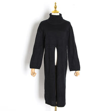 Load image into Gallery viewer, TWOTWINSTYLE Split Black Sweater Women Long Sleeve Turtleneck Knitted Pullover Tops Female Clothes Korean 2019 Winter New
