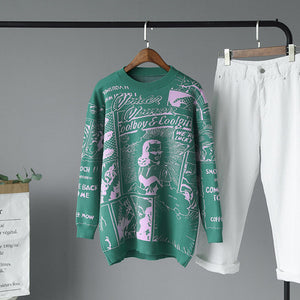 Korobov Harajuku Cartton Embroidery Pattern Women Sweaters Korean Casual O Neck Long Sleeve Pullovers Basic Sueter Mujer 79035