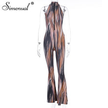 Load image into Gallery viewer, Simenual Tie Dye Sexy Zipper Flare Pants Jumpsuits Women Sleeveless Fashion Hot Skinny Bodycon Rompers 2020 Spring Slim Jumpsuit
