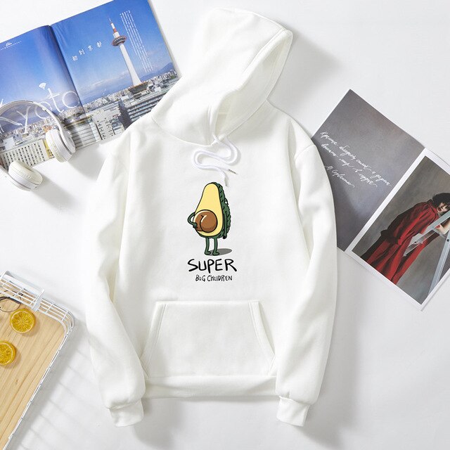 Women Hoodies Letter Avocado Hoodies Hooded Long Sleeve Hoodie Casual Pullover Sweatshirt Fleece Harajuku Hoodies With Pocket
