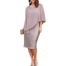 Load image into Gallery viewer, 2019 New Womens dress Elegant Plus Size O-Neck Chiffon Patchwork Double Layer Casual Loose Lady Office Party Midi Pencil Dress
