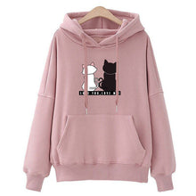 Load image into Gallery viewer, Winter Pullover Sweatshirts Women Cat Kawaii Poleron Mujer 2019 Kangaroo Pocket Hoodie School Korean Streetwear Oversized Hoodie
