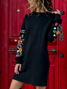 Velvet Winter Dress Women Long Sleeve O Neck Casual Party Dress Vintage Vestido Lentejuelas
