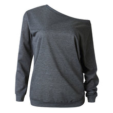 Load image into Gallery viewer, Cutout Sweatshirt Women 2019 Spring Slouchy Neckline Pullovers Fashion Casual Full Sleeve Sexy Hoodies Brand Black Red Blue Tops
