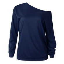 Load image into Gallery viewer, Cutout Sweatshirt Women 2019 Spring Slouchy Neckline Pullovers Fashion Casual Full Sleeve Sexy Hoodies Brand Black Red Blue Tops
