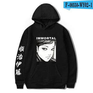 New junji ito warm fashion hoodie ladies men's casual sweatshirts popular autumn  winter boys girls black comfortable pullovers