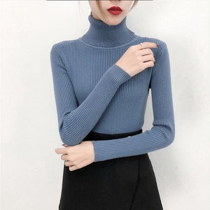 Bonjean Winter Knitted Jumper turtleneck Tops Pullovers Casual Sweaters Women Shirt Long Sleeve Tight Sweater Girls Korean