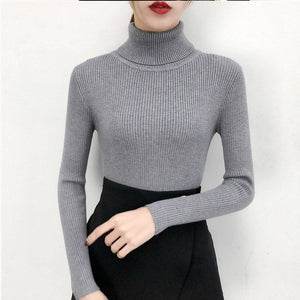 Bonjean Winter Knitted Jumper turtleneck Tops Pullovers Casual Sweaters Women Shirt Long Sleeve Tight Sweater Girls Korean