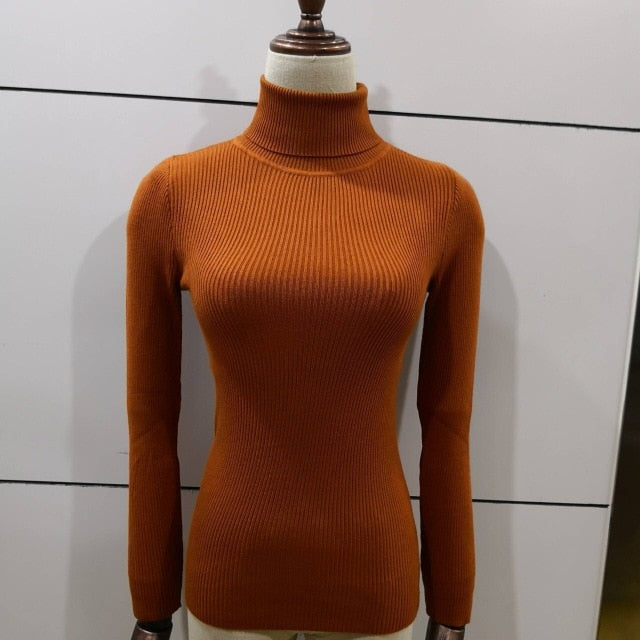 Bonjean Winter Knitted Jumper turtleneck Tops Pullovers Casual Sweaters Women Shirt Long Sleeve Tight Sweater Girls Korean