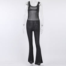 Load image into Gallery viewer, Hugcitar 2019 backless hollow out sexy flare jumpsuit autumn winter women streetwear club party bodycon body
