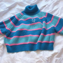 Load image into Gallery viewer, Flectit Womens Striped Roll Neck Jumper Sweater with Embroidered Letter Lazy Turtleneck Oversized Chunky Knit Pullovers
